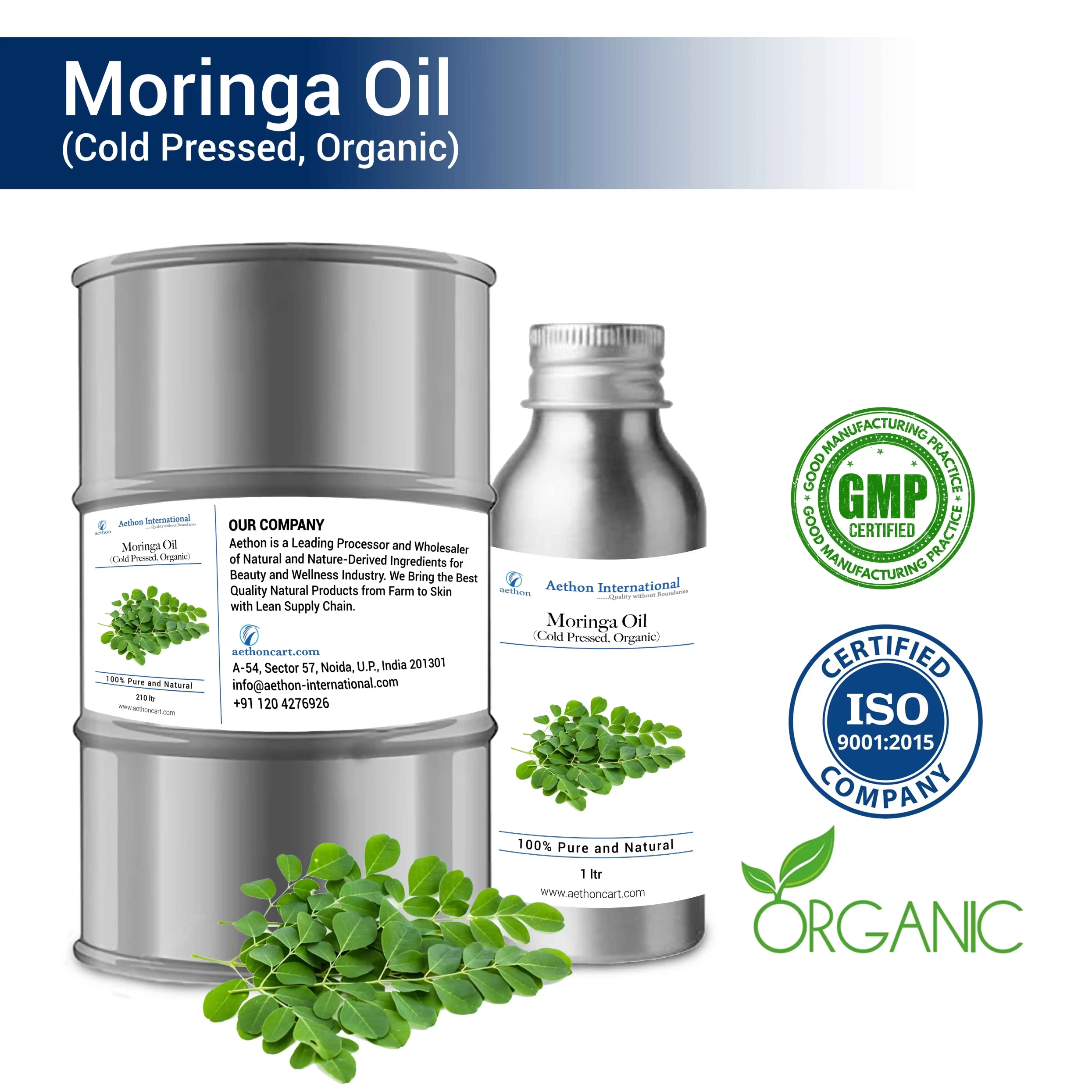 Moringa Oil (Cold Pressed, Organic)